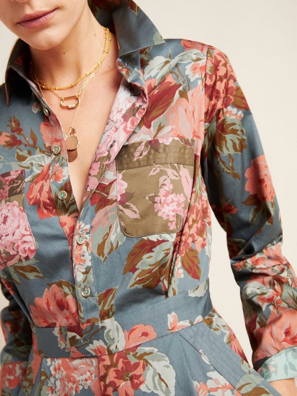 Anthropologie Fiona Utility Jumpsuit, Floral Print Size 2